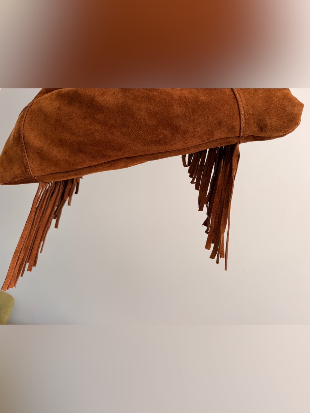 MARLON Made In Italy Fringed Suede Hobo Bag with Bamboo Handle - Picture 11 of 11